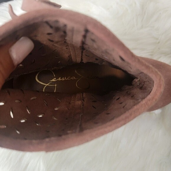 JESSICA Simpson Orlina Camel Split leather Fringe bootie sz 6.5 - Picture 3 of 11